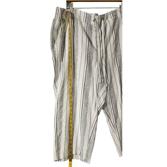 Per Se Womens Striped Linen-Blend Pants Size 2X With Drawstring Waist & Pockets - Picture 6 of 6